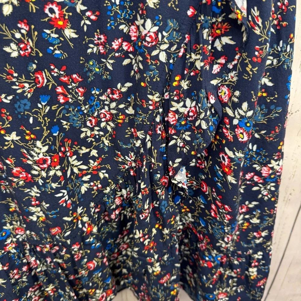 J.Crew Navy Floral Ruffle Mini Dress Romantic Cottagecore Soft Feminine - Picture 9 of 16